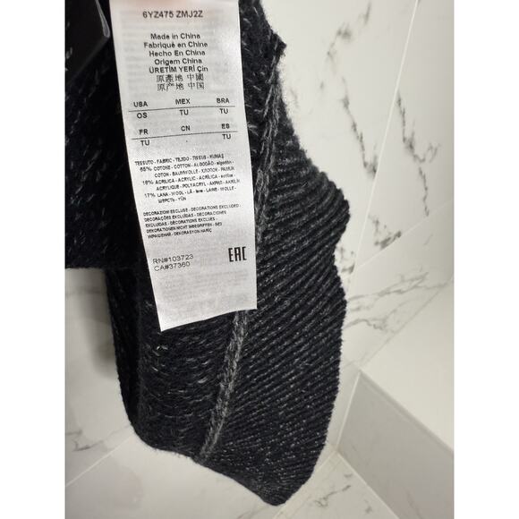 Armani EXCHANGE GREY Chunky Knit 60”x 17”Scarf Preppy Colorblock Cotton Wool - Picture 4 of 8